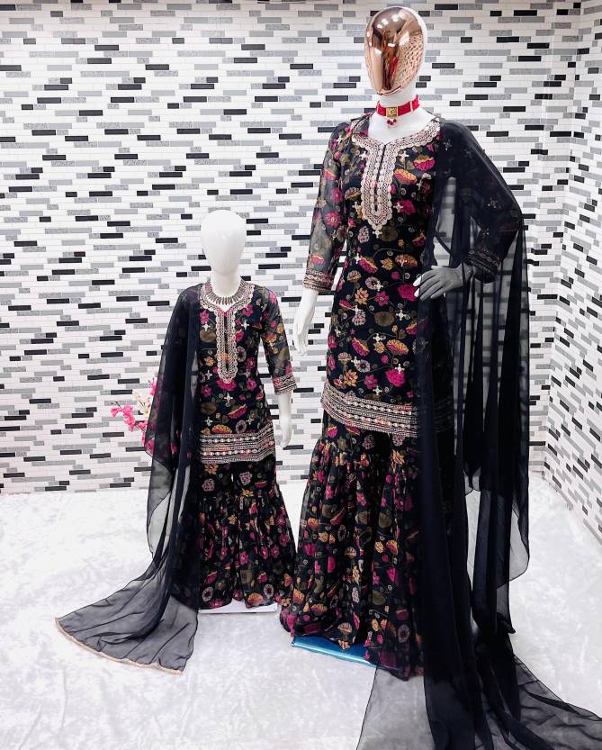 NOC 504 Faux Georgette Kids Wear Girls Sharara Readymade Suits Wholesale Shop In Surat